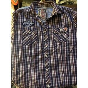 Tokyo Laundry Shirt Men's Plaid Botton Front Long Sleeve Top Size medium